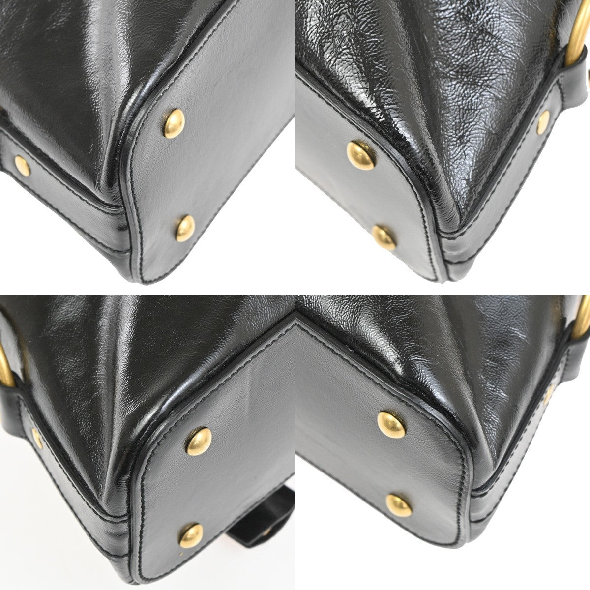 YVES SAINT LAURENT Medium Muse Shoulder Bag Patent Leather Black GHW 71TA627