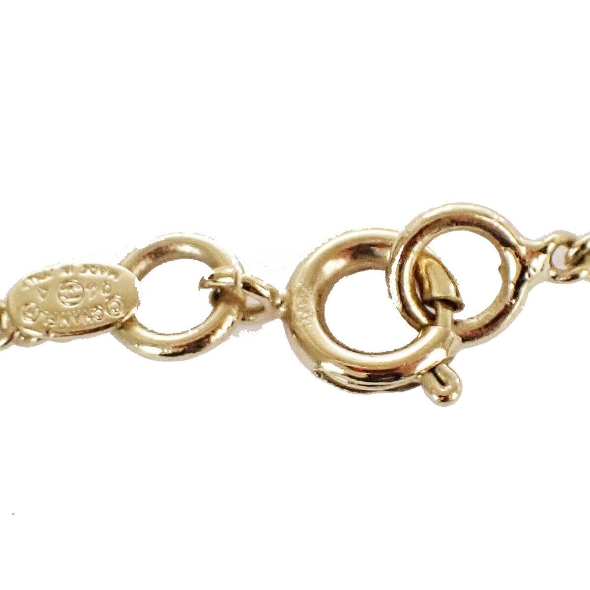 CHANEL CC Logo Chain Necklace Square Pendant Plastic Gold BK Accessory 30KA151