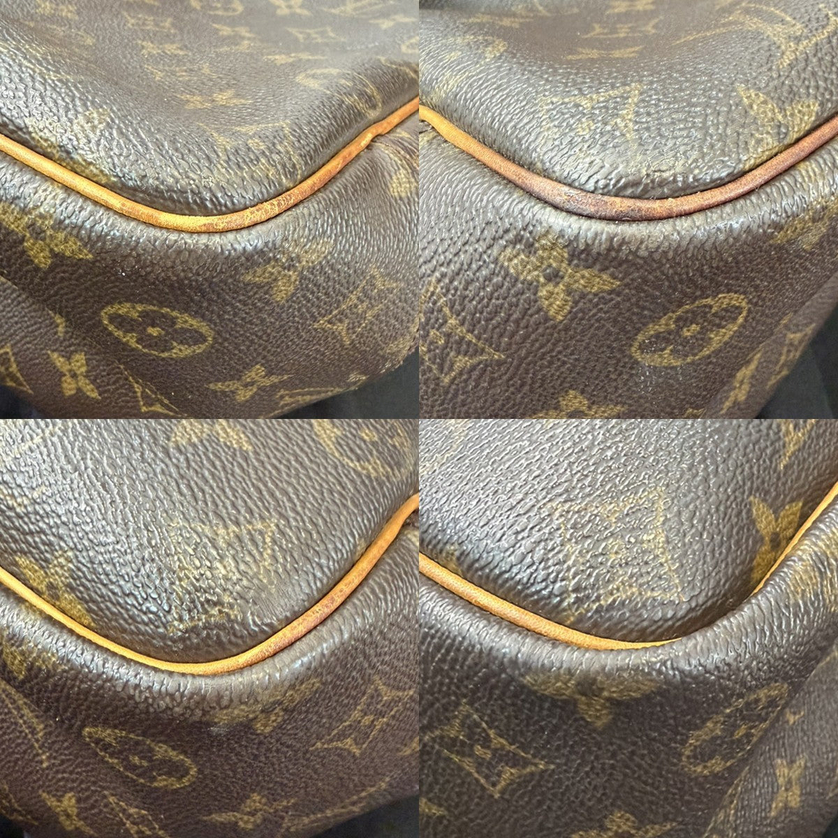 LOUIS VUITTON LV Logo Deauville Hand Bag Monogram Leather Brown M47270 37YH878