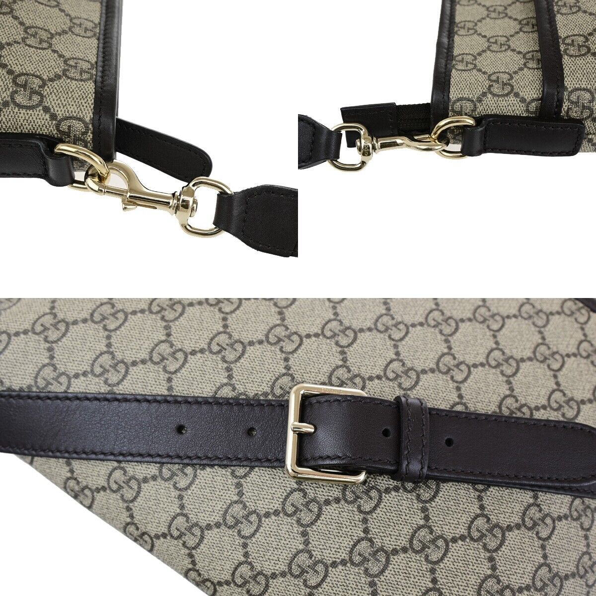 GUCCI Logo GG Pattern Crossbody Shoulder Bag Supreme Leather Brown GHW 11RK635