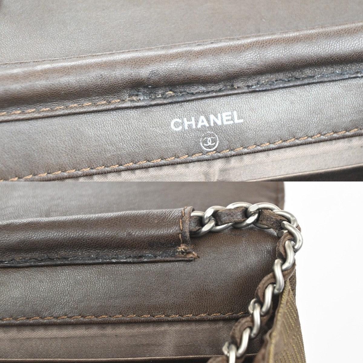 CHANEL New Travel Line Chain Shoulder Bag Wallet Canvas Leather GN Italy 95KC938