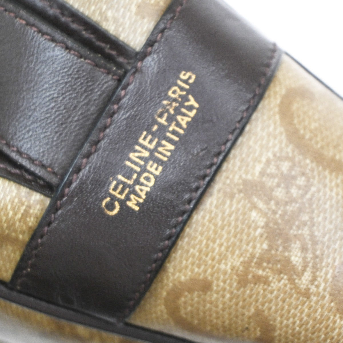 CELINE C Macadam Horse Carriage Shoulder Bag PVC Leather GHW Brown Italy 30KD149
