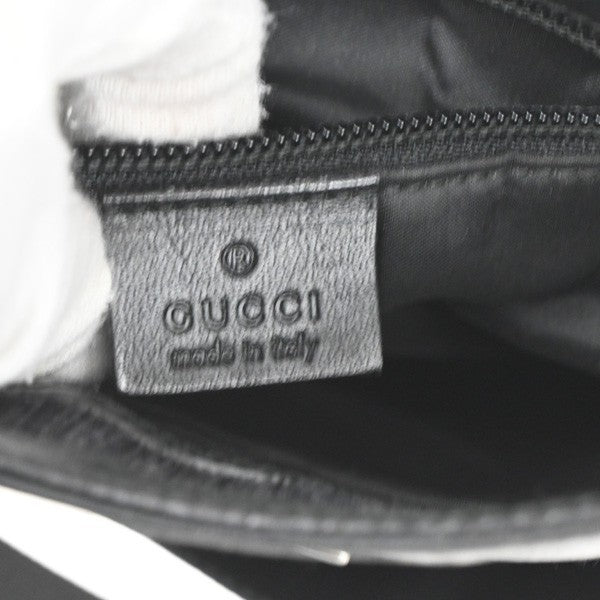 GUCCI Logo Crossbody Shoulder Bag Nylon Leather Black SHW Italy 05KC142