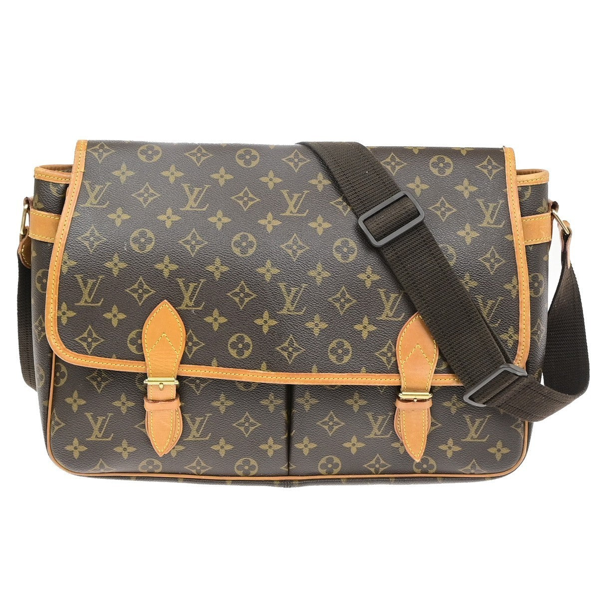 LOUIS VUITTON Gibeciere GM Shoulder Bag Monogram Leather Brown M42249 76YJ224