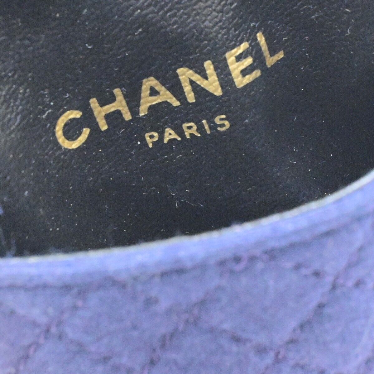 CHANEL Micro Matelasse Pouch Bag Canvas Leather Navy Blue GHW Accessory 73KA444