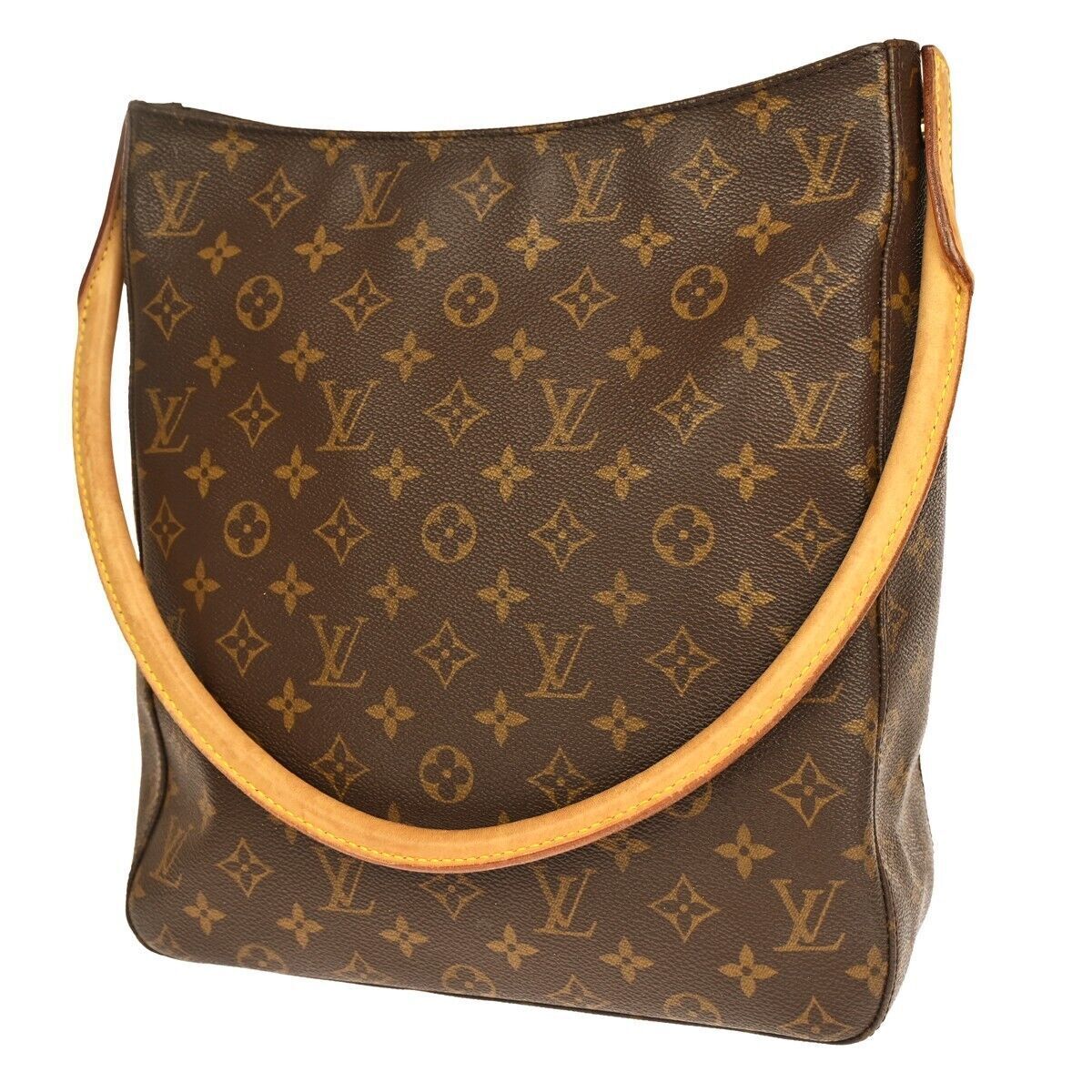 LOUIS VUITTON Logo Looping GM Shoulder Bag Monogram Leather Brown M51145 15GA174