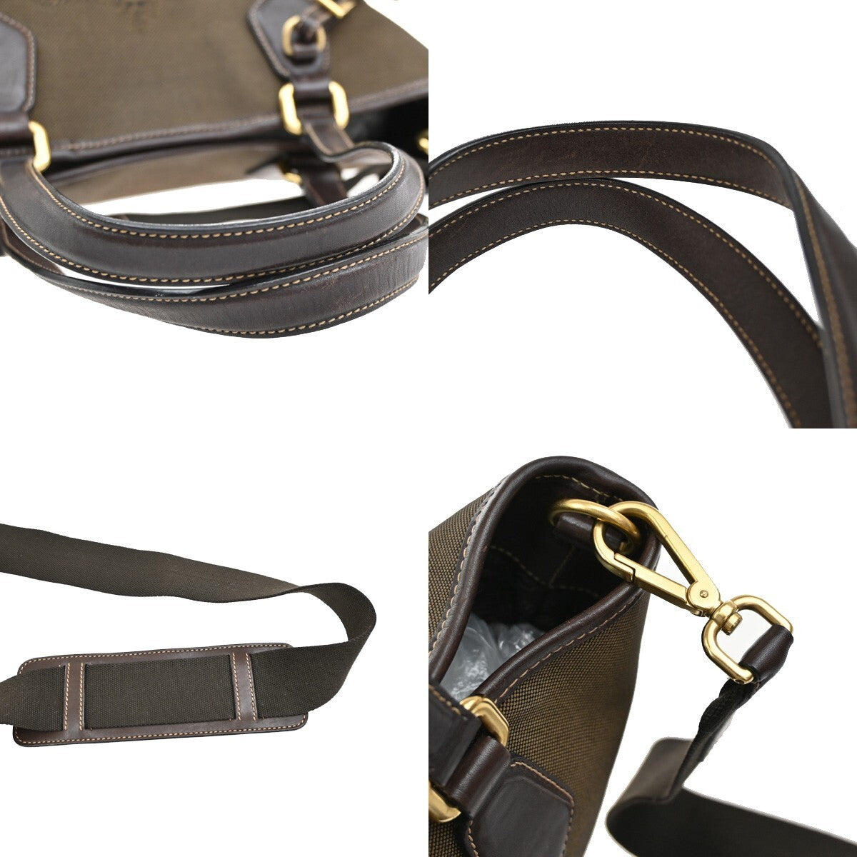 PRADA MILANO Logo 2Way Shoulder Hand Bag Jacquard Leather Brown GHW 18EE299