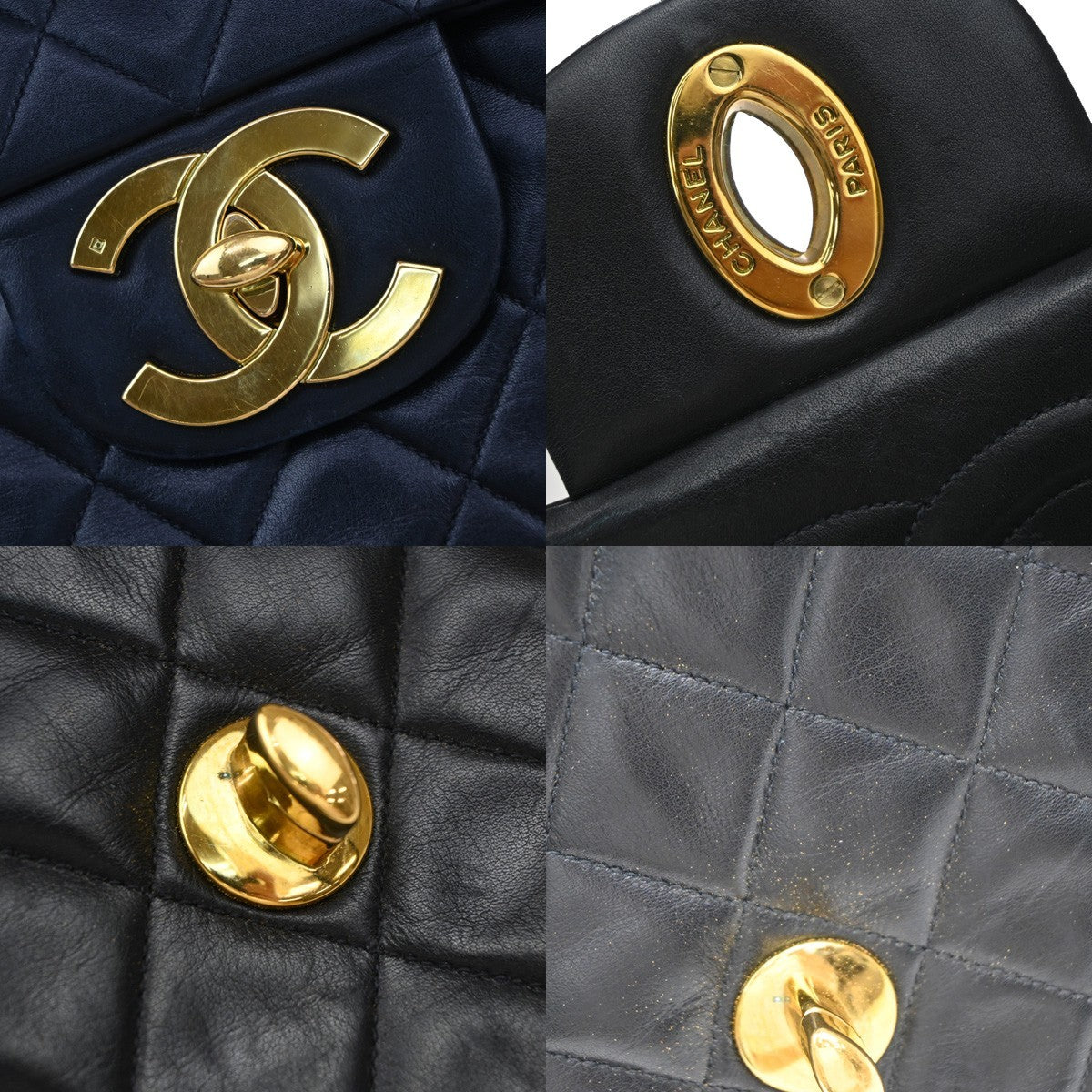 CHANEL Maxi Jumbo Matelasse 34 Chain Shoulder Bag Leather Black Vintage 849RF789