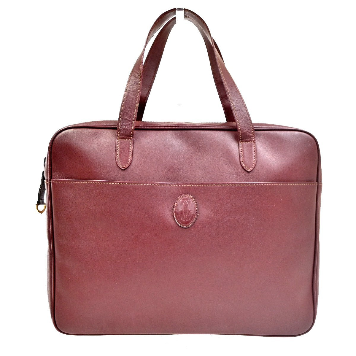 CARTIER Logo Must Line Shoulder Hand Bag Leather Red  Burgundy Italy 67MA134