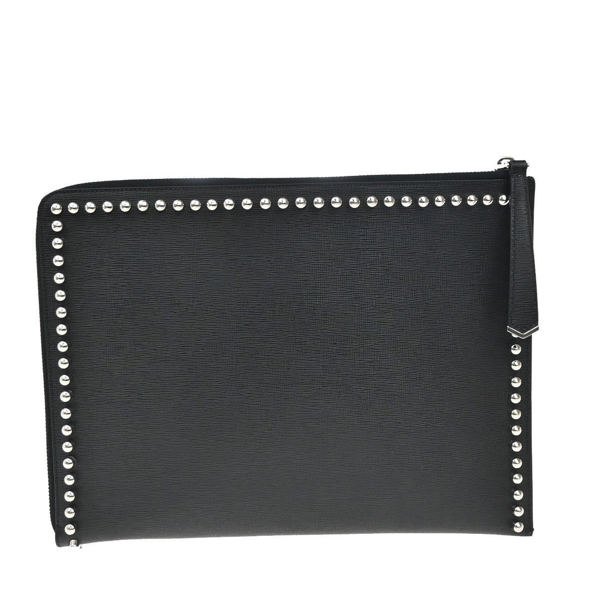 FENDI Karlito Karl Lagerfeld Clutch Bag Leather Fur Black SHW Italy 30EG245