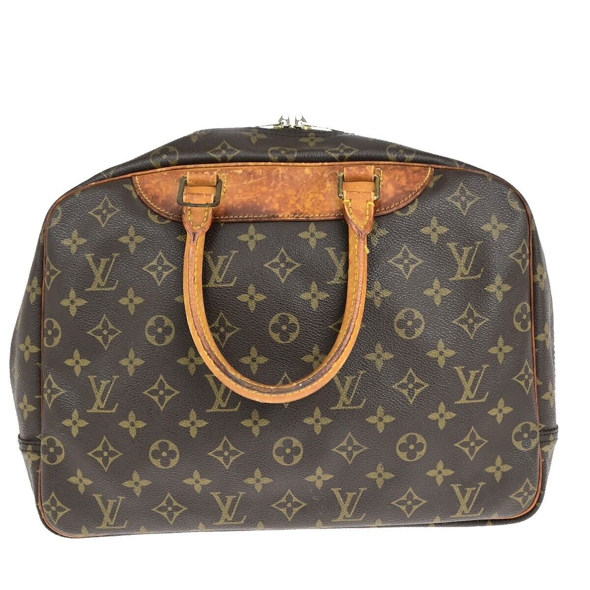 LOUIS VUITTON LV Logo Deauville Hand Bag Monogram Leather Brown M47270 61EC992