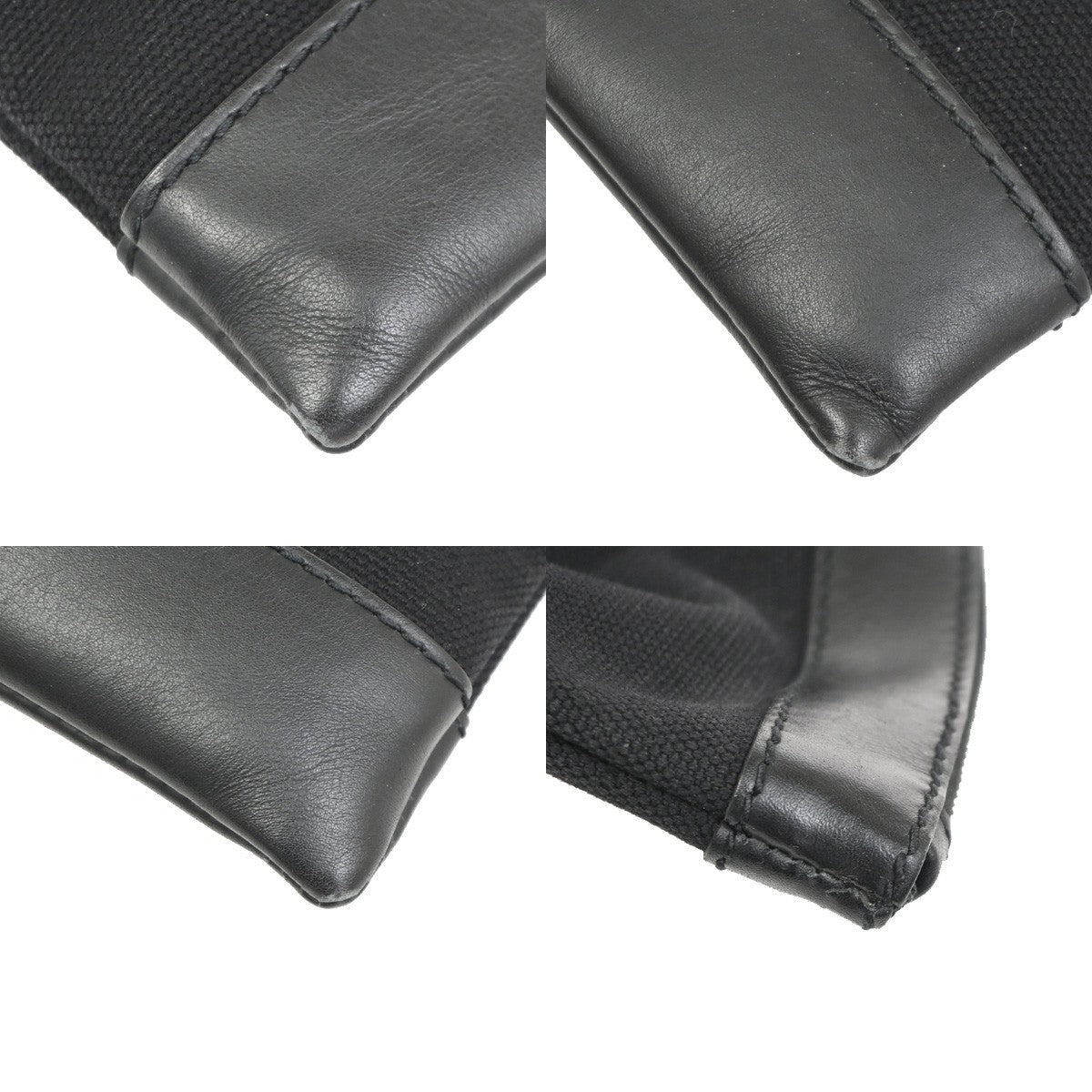 BALENCIAGA Logo Clutch Ba Canvas Leather Black SHW Italy 63TA693