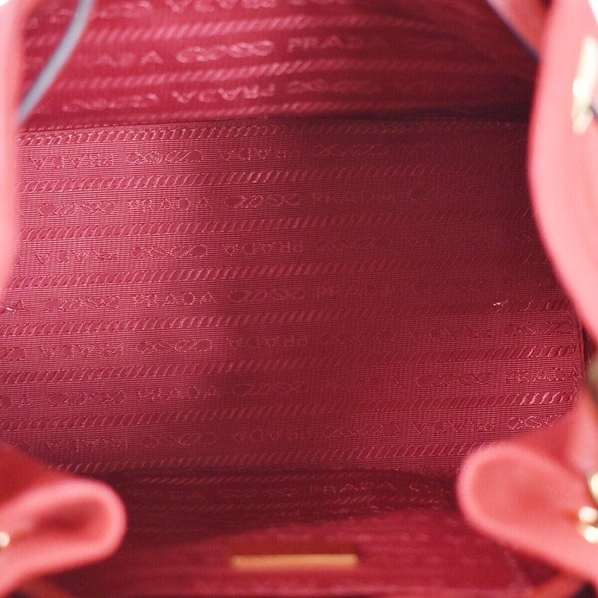 PRADA Logo Plage Wicker 2Way Shoulder Hand Bag Canvas Leather Red Gold 678RH125