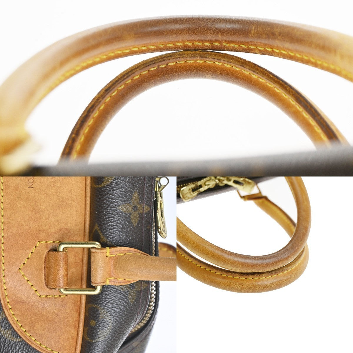LOUIS VUITTON LV Logo Deauville Hand Bag Monogram Leather Brown M47270 81TA584