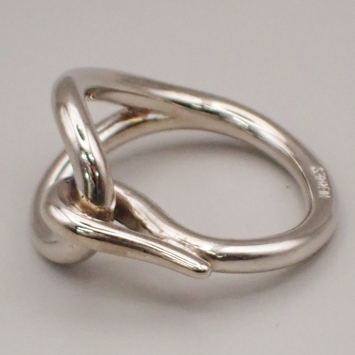 HERMES Logo Jumbo Scarf Ring Silver Accessories 05MA471