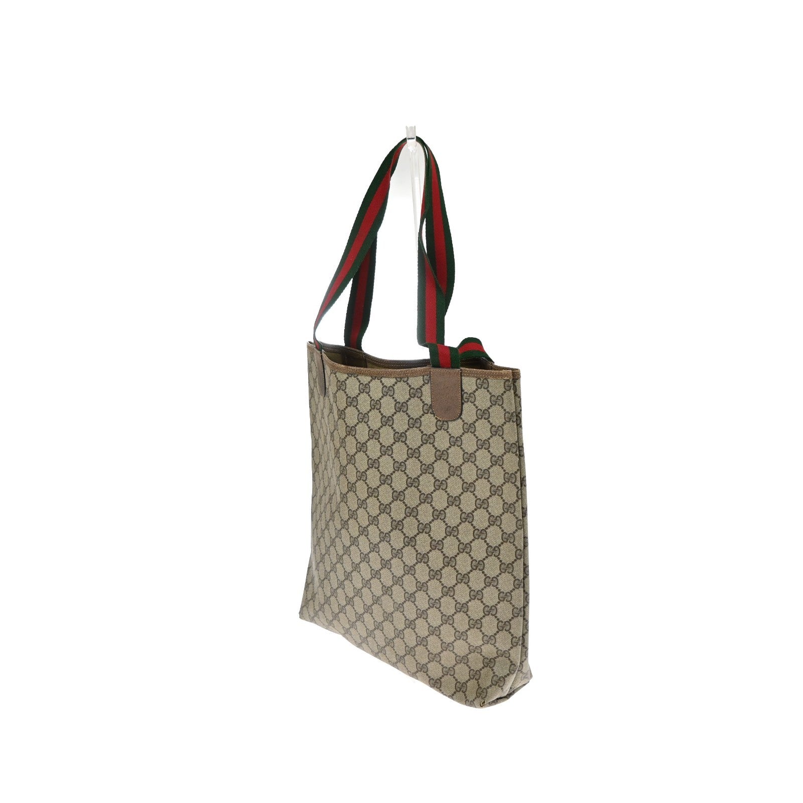 GUCCI Logo GG Pattern Sherry Shoulder Tote Bag PVC Leather Brown Italy 61KD126