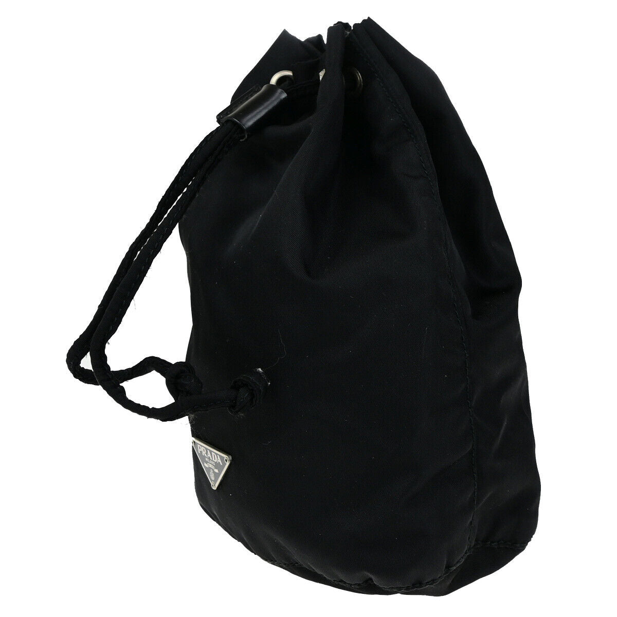 PRADA Logo Tessuto Mini Drawstring Pouch Nylon Leather Black SHW Italy 36YG794