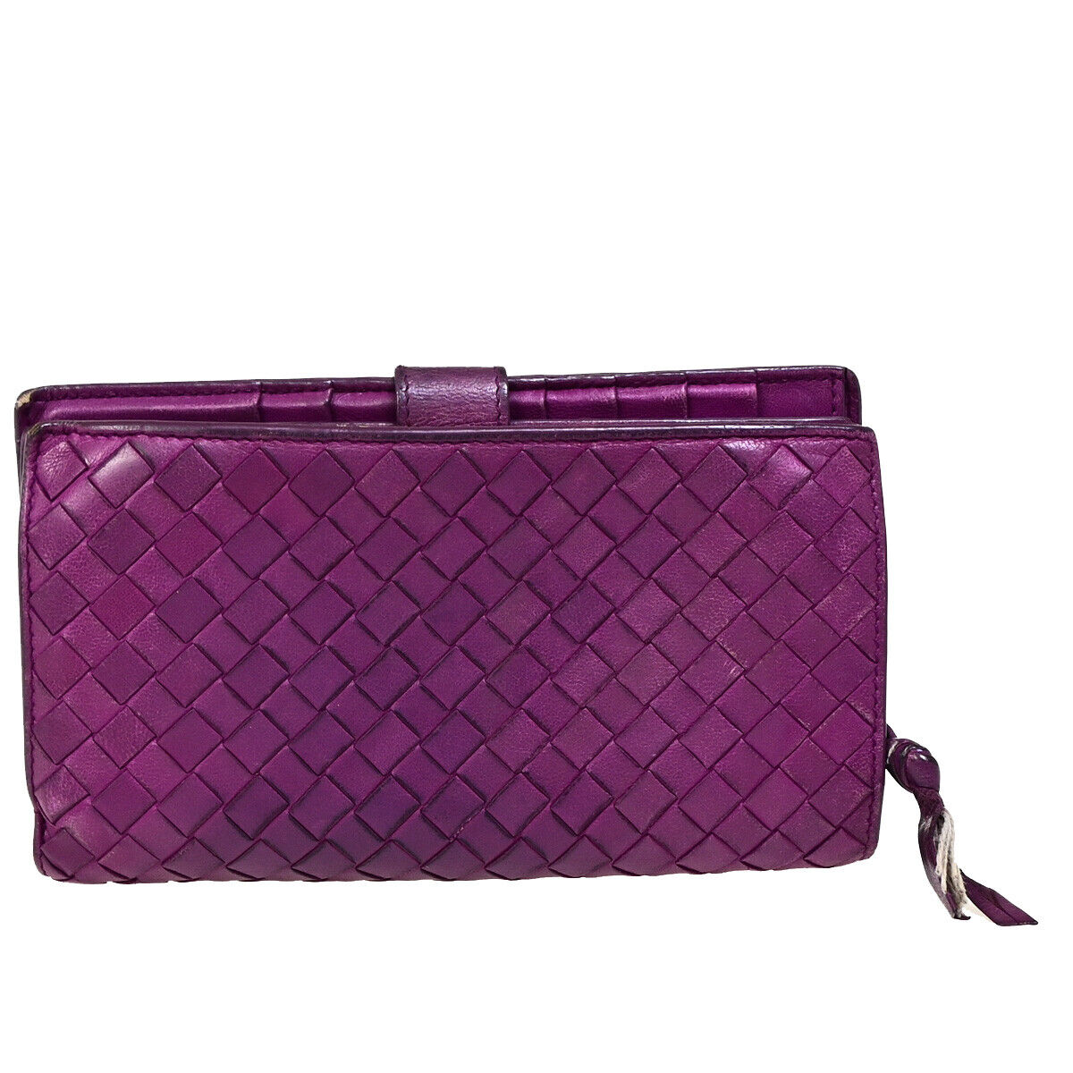 BOTTEGA VENETA Logo Intrecciato Bifold Long Wallet Leather Purple Italy 01EB557