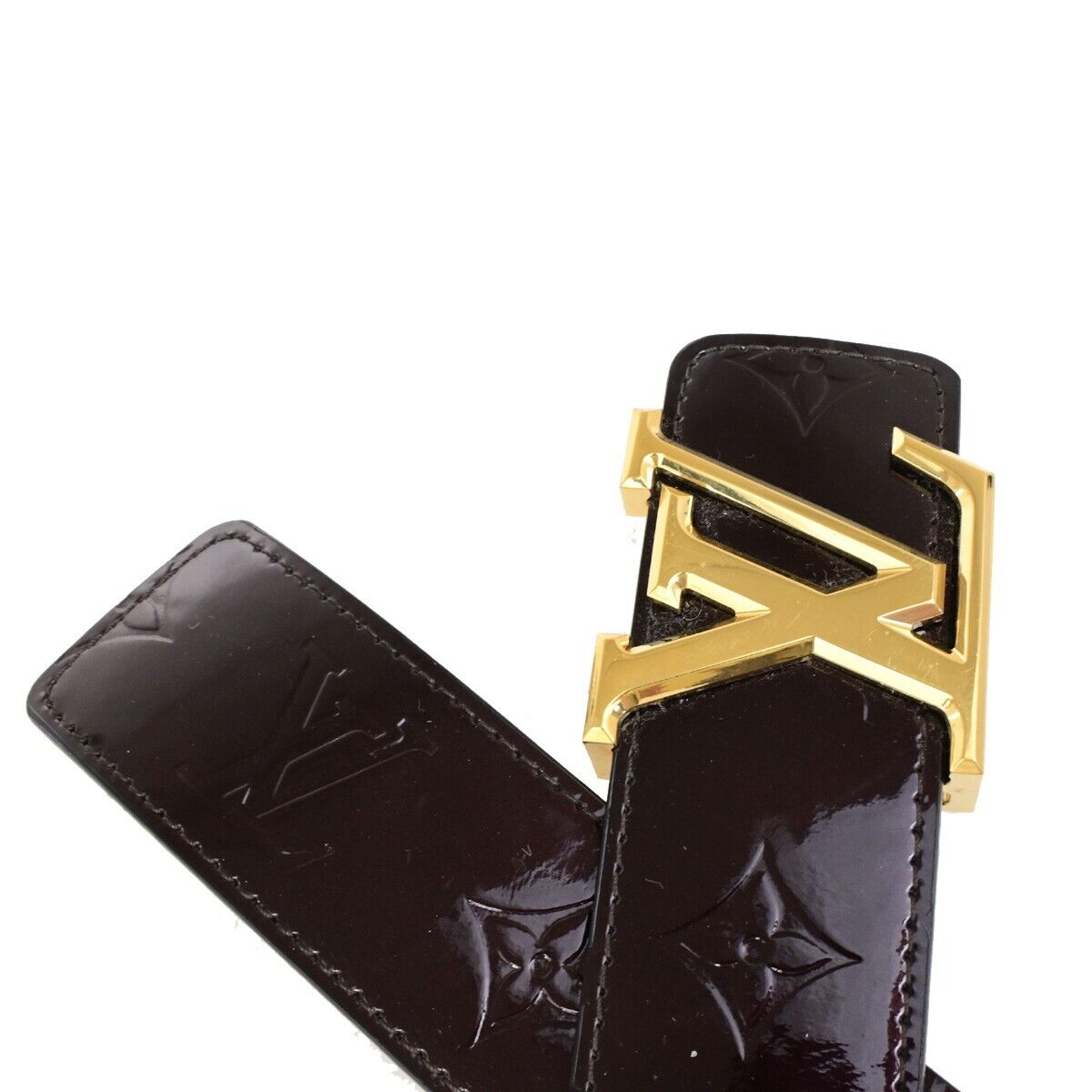 LOUIS VUITTON Ceinture Belt 80/32 Monogram Vernis Bordeaux Red M9874 32FB328