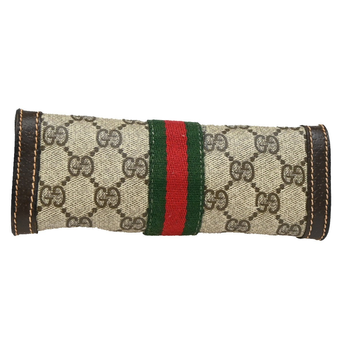 GUCCI Logo GG Mini Pattern Sherry Pouch Bag PVC Leather Brown Italy 67KP163