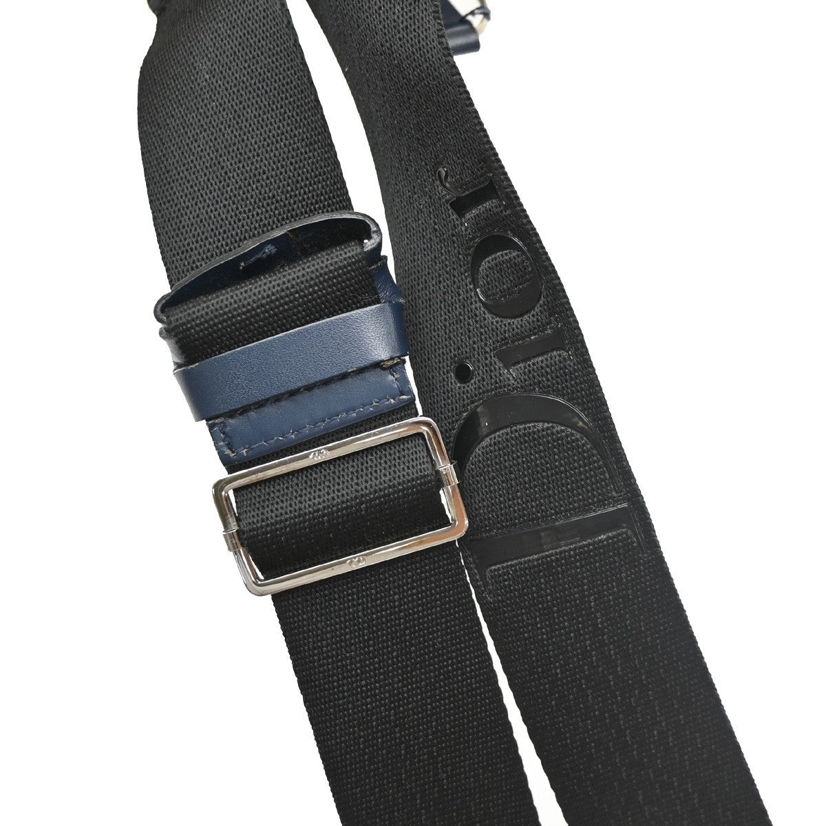 CHRISTIAN DIOR Trotter Pattern shoulder Bag Canvas Leather Navy Blue 70SA157