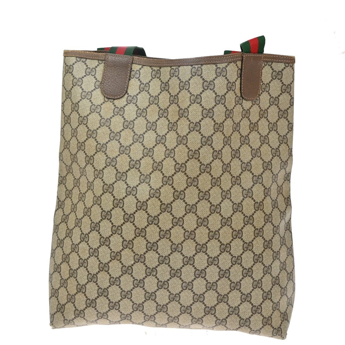 GUCCI Logo Sherry GG Pattern Shoulder Bag PVC Leather Brown Gold Italy 04YH816