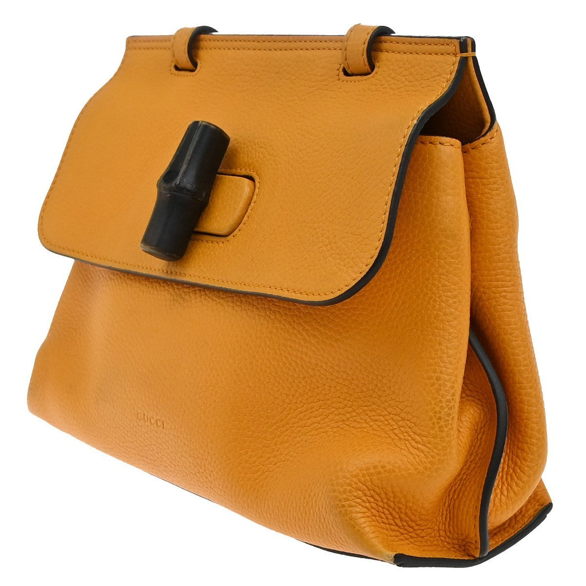 GUCCI GG Logo Daily 2Way Shoulder Hand Bag Bamboo Leather Orange 72KP091