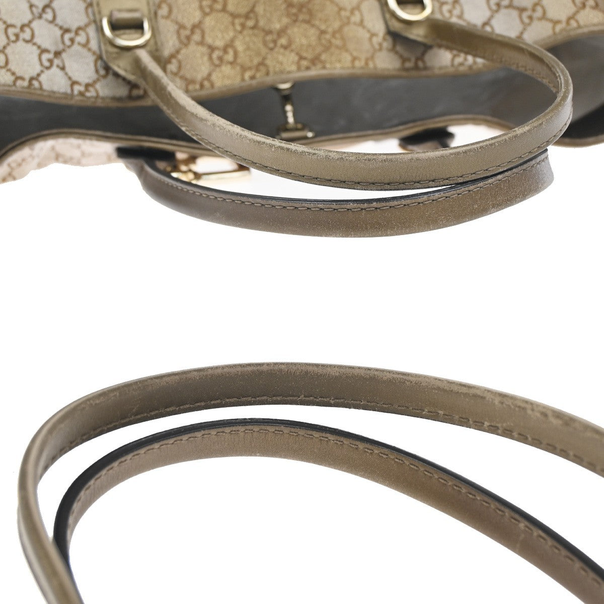 GUCCI GG Pattern Heart Bit Shoulder Bag Lurex Canvas Leather Brown Italy 31KC625