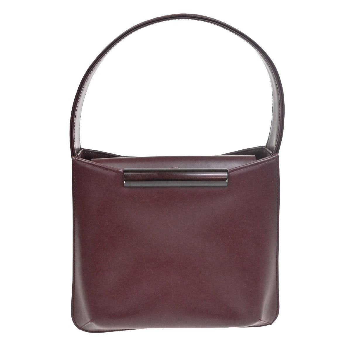 GIVENCHY Logo Top Handle Hand Bag Leather Canvas Burgundy 05KC527