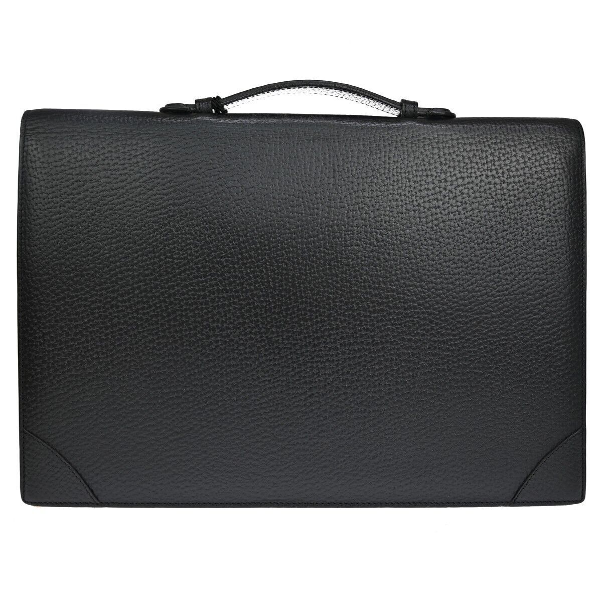LOEWE Logo Anagram Briefcase Hand Bag Leather Key Black Gold Spain 61GA035