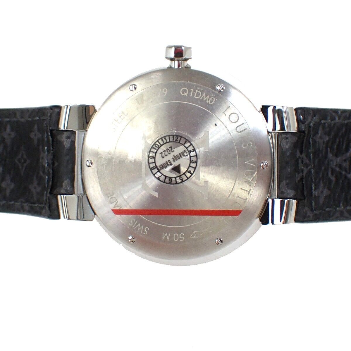 LOUIS VUITTON Tambour Slim Eclipse GM Watch Quartz Q1DM0 Stainless 689LC514