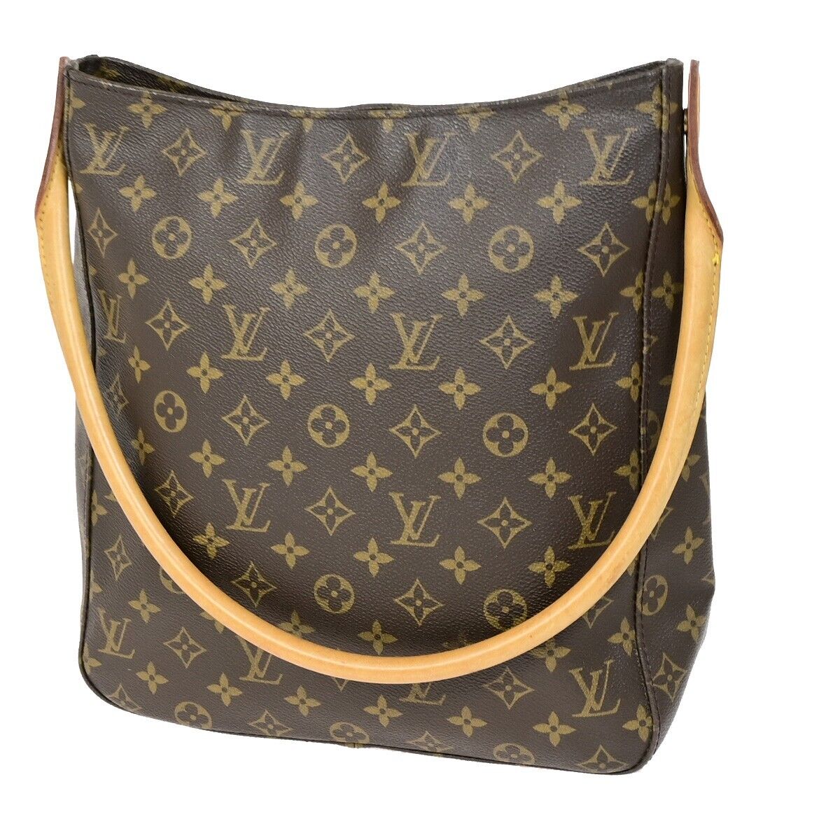 LOUIS VUITTON Logo Looping GM Shoulder Bag Monogram Leather Brown M51145 18FA754