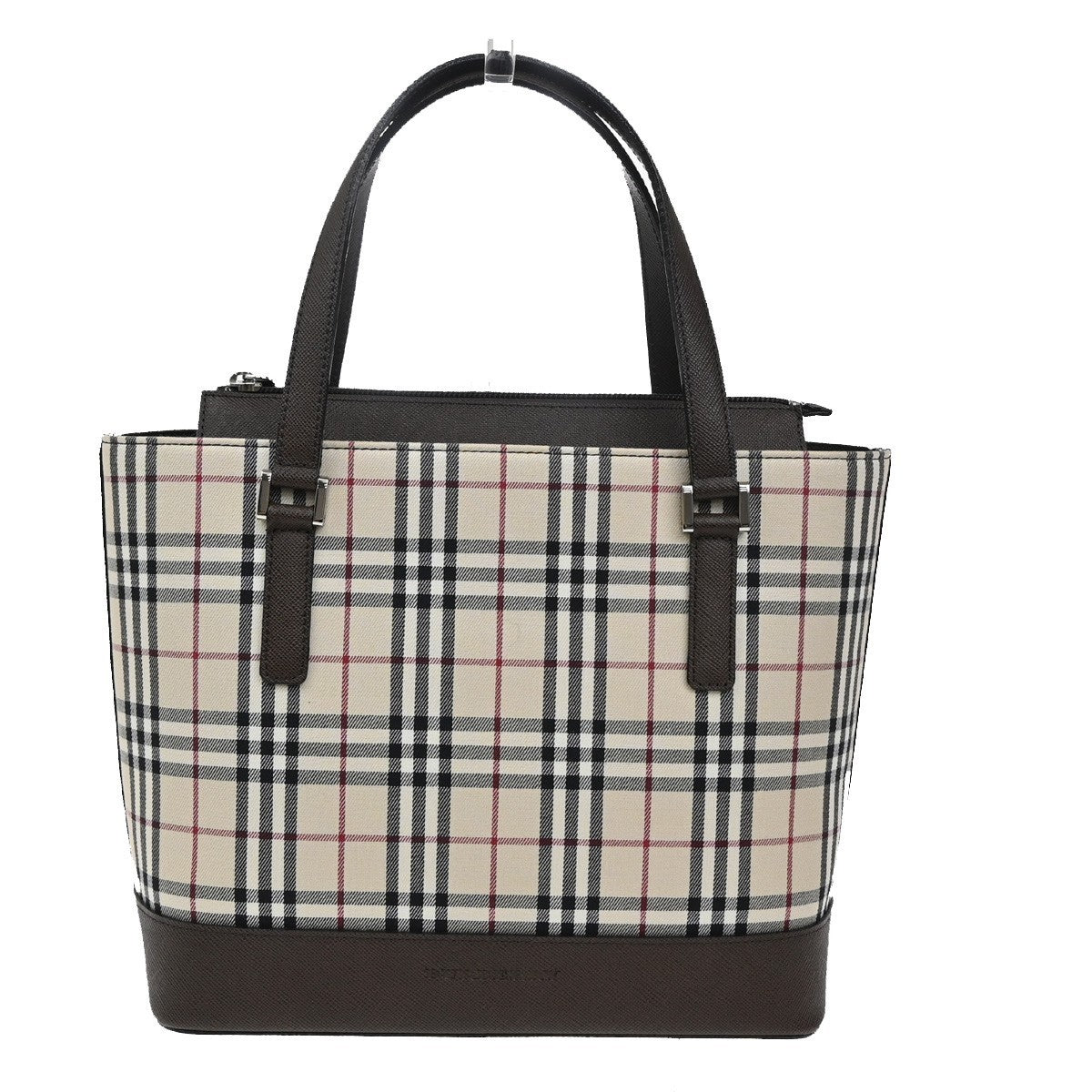 BURBERRY Logo Nova Check Shoulder Tote Bag Canvas Leather Beige Brown 32RL617