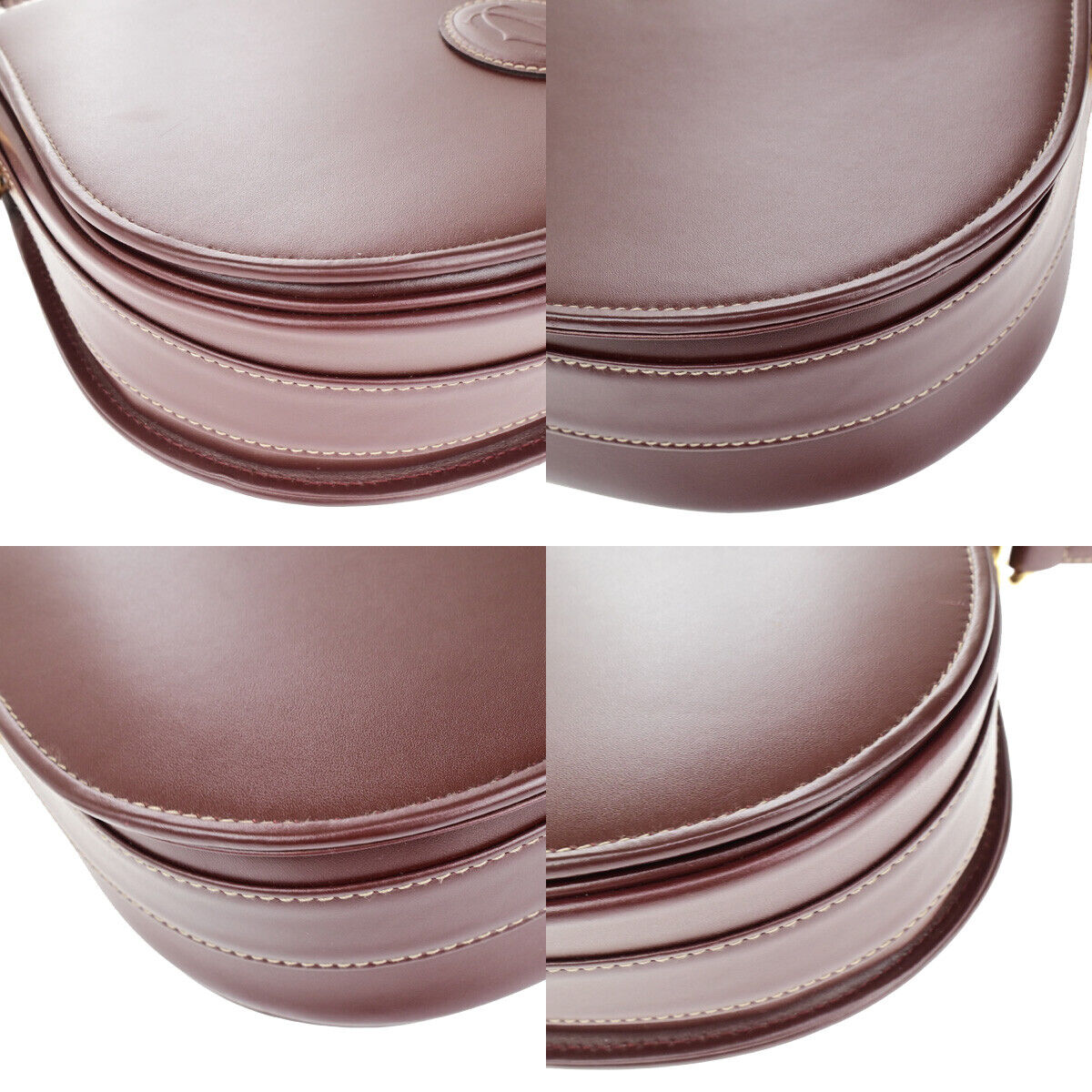 MUST DE CARTIER 2C Logo Shoulder Bag Leather Bordeaux GHW Italy 30YG288