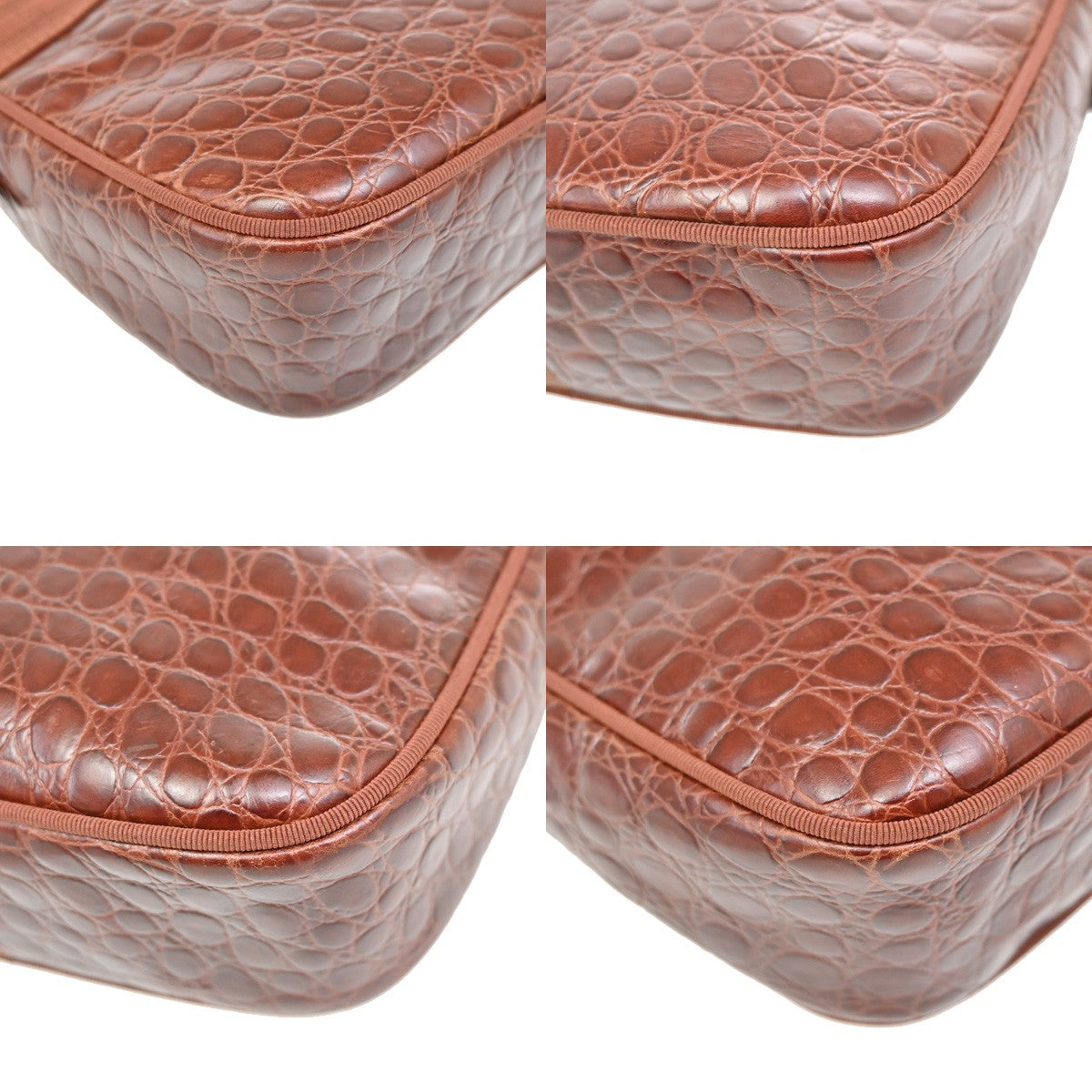SALVATORE Ferragamo Vara Crossbody Shoulder Bag Embossing Leather Brown 67KP169