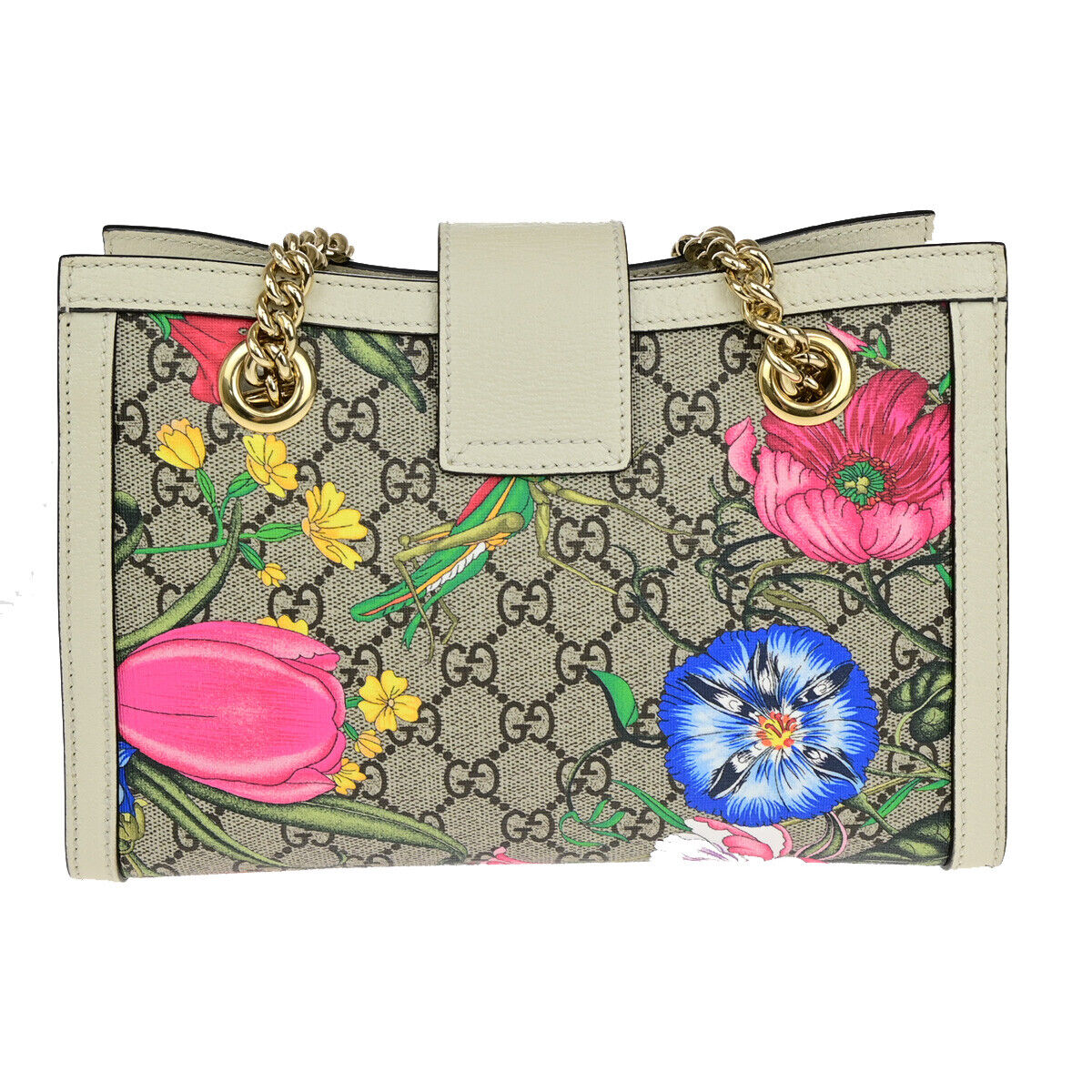 GUCCI Padlock GG Supreme Flora Shoulder Bag PVC Leather WE BN Italy 29SJ246