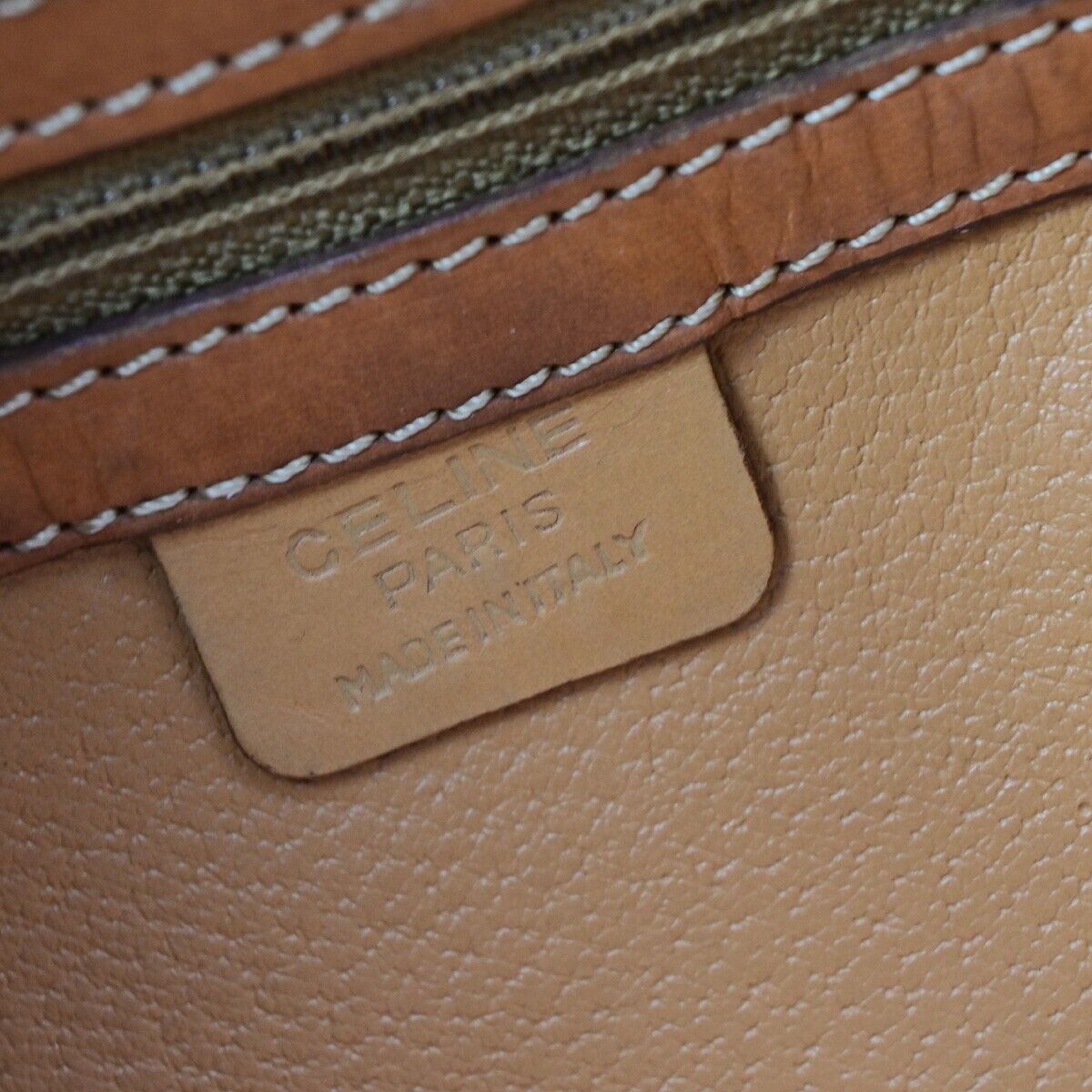 CELINE Logo Macadam Pattern Hand Bag PVC Leather Brown GHW Italy 66EB526