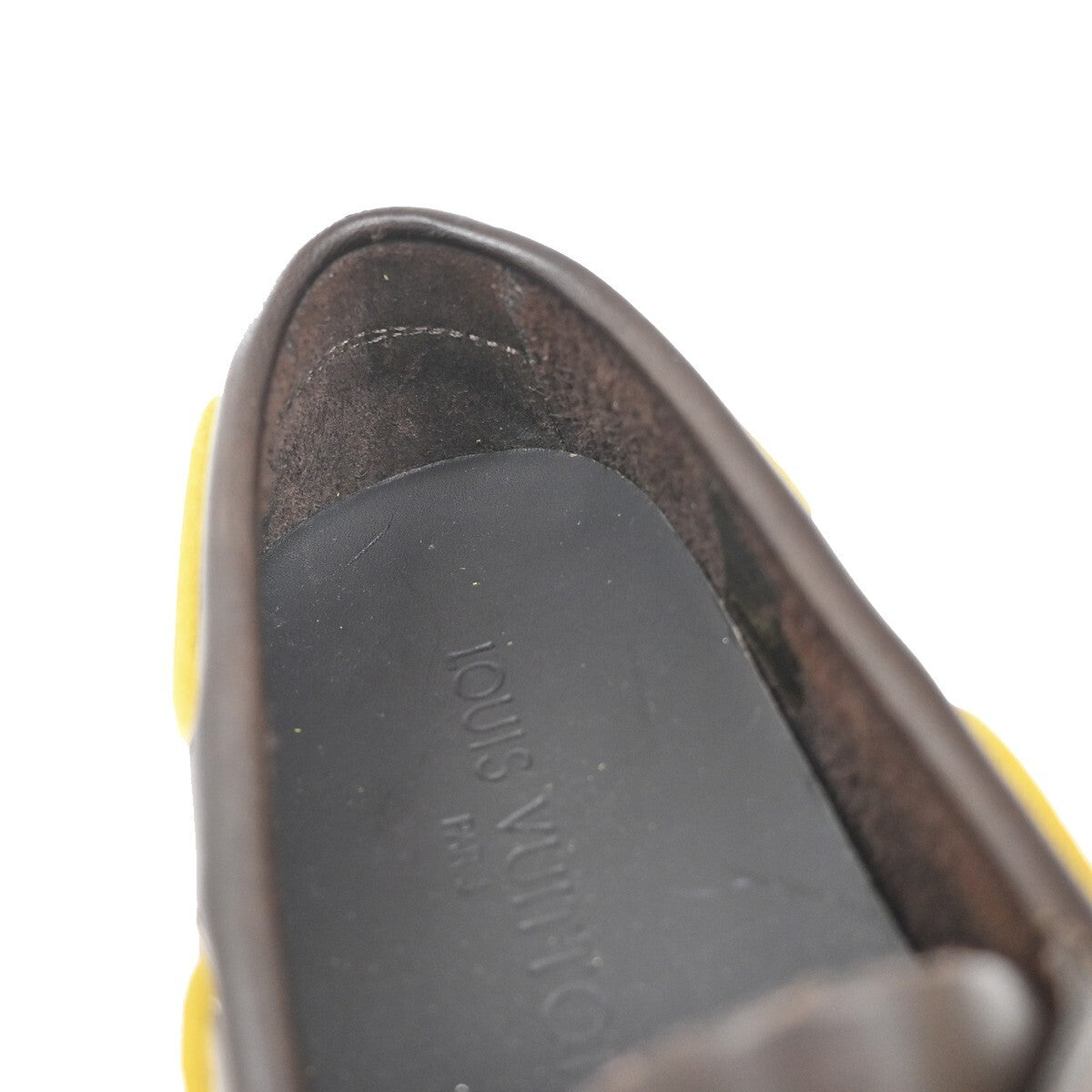 LOUIS VUITTON Logo Vuitton Cup Shoes Size 37  Leather Brown Yellow 88EE321