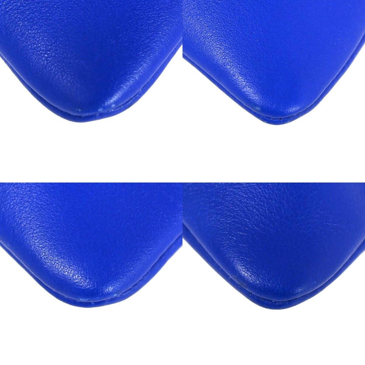 ANYA HINDMARCH Logo Smiley Wink Fringe Clutch Hand Bag Leather Blue 36HB218