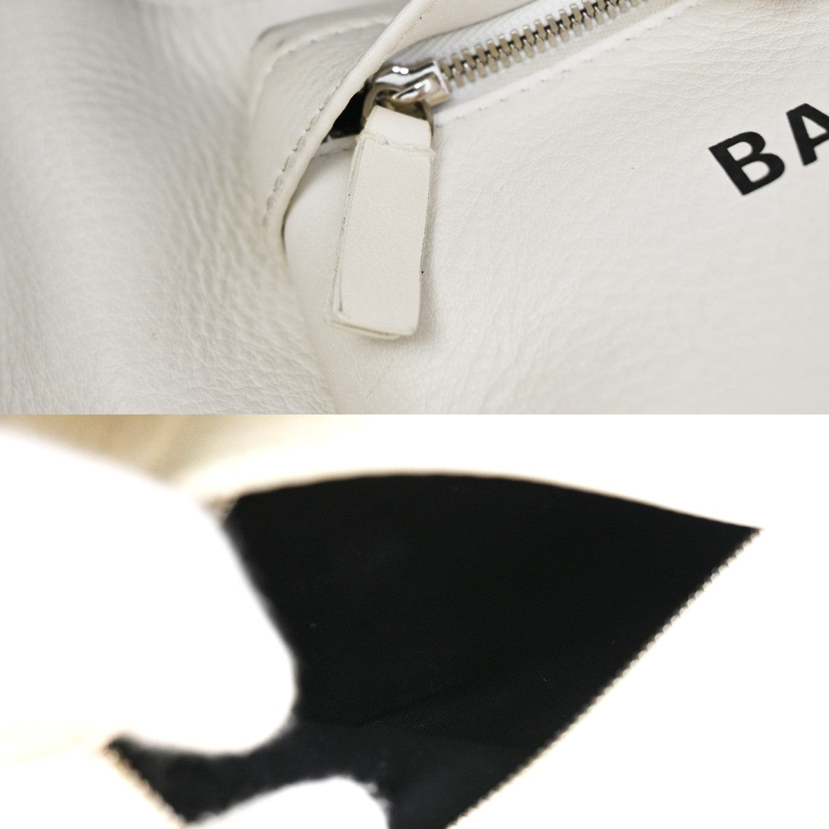 BALENCIAGA Logo Everyday Shoulder Body Bag Leather White SHW Italy 87YH645
