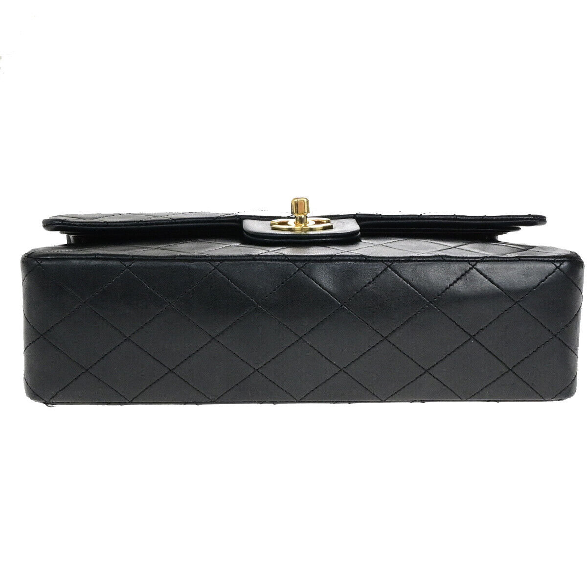 CHANEL CC Matelasse 25 Double Flap Chain Shoulder Bag Leather Black GHW 350RK770
