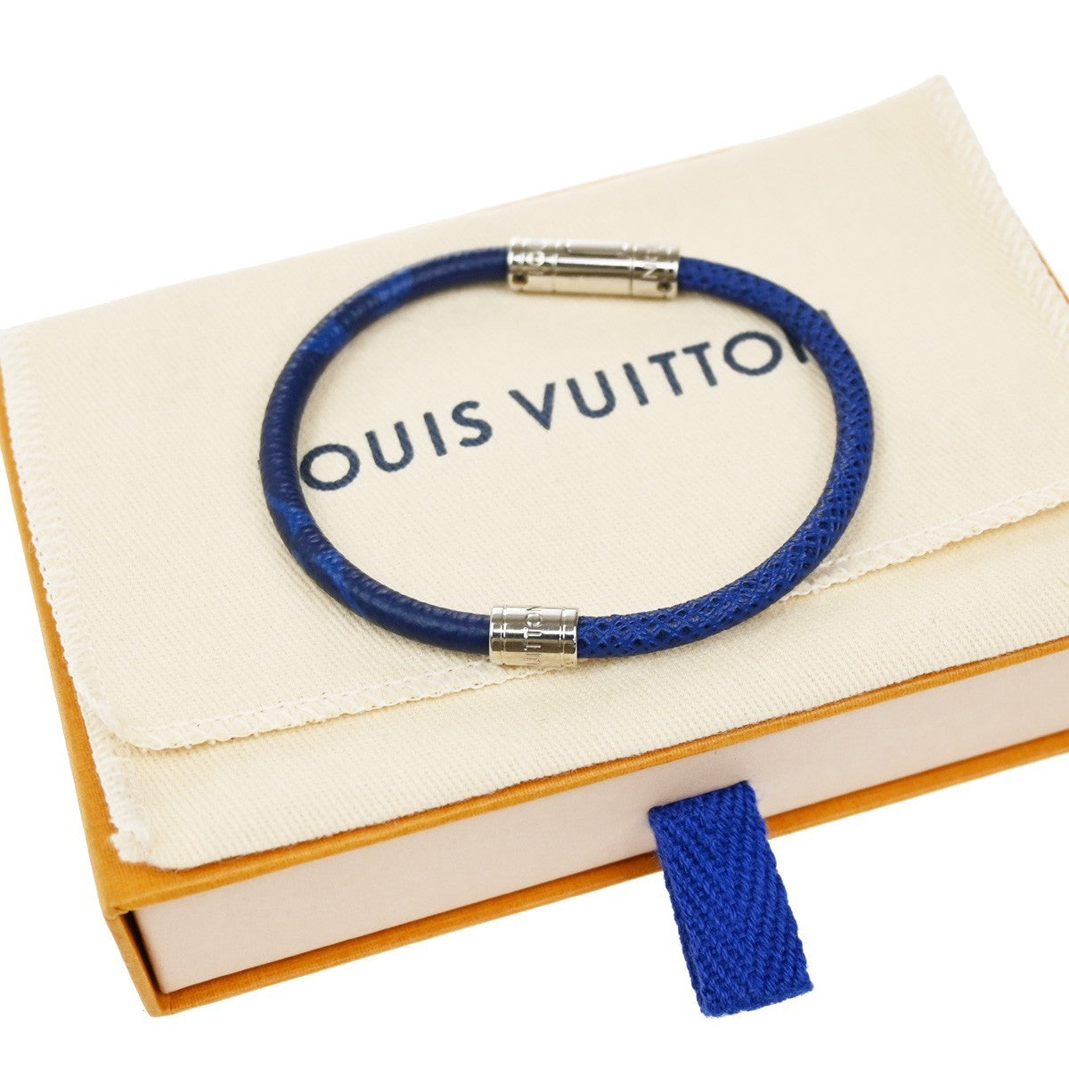 LOUIS VUITTON Neo Split Bracelet Monogram Taigarama Leather Blue M6568D 69KB463
