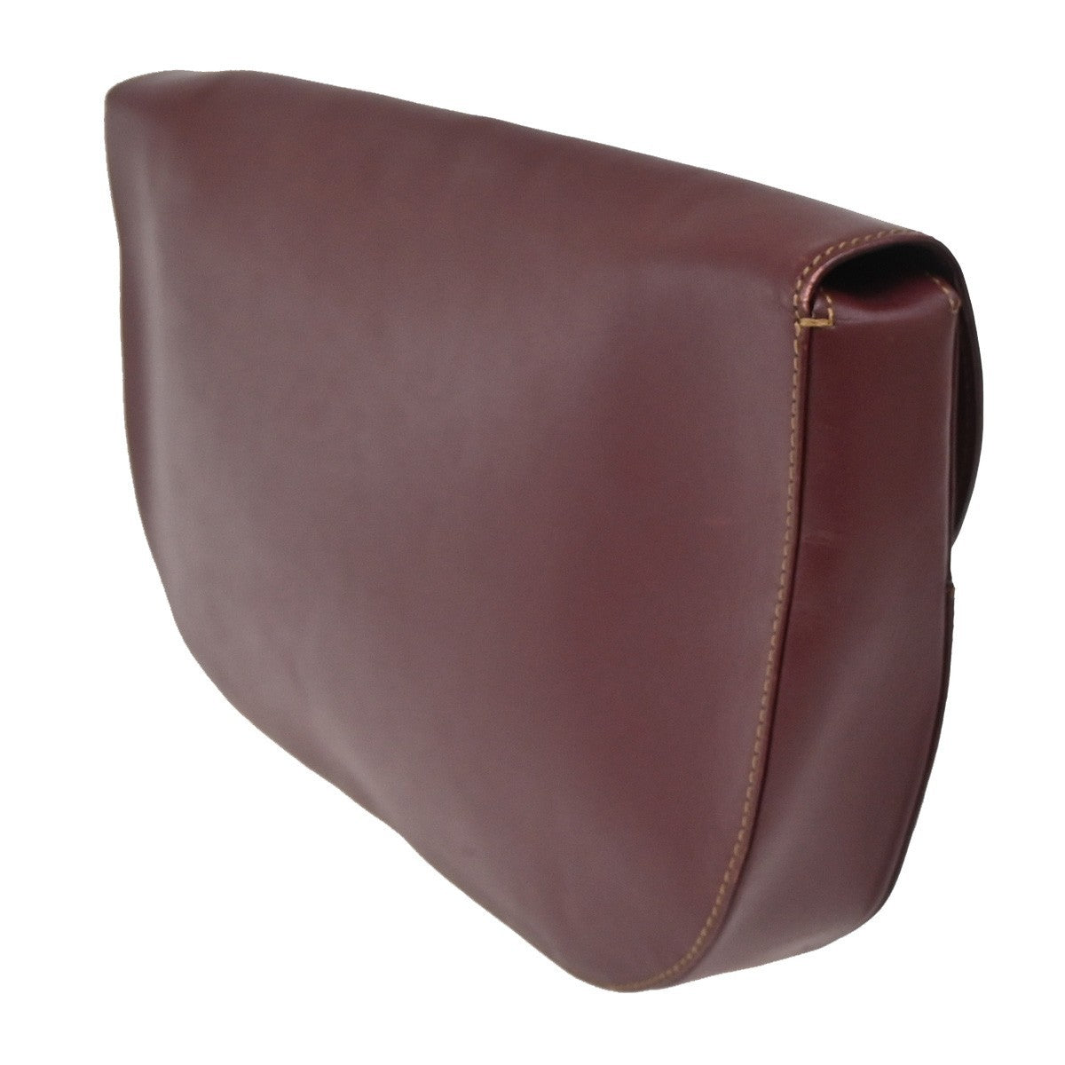 MUST DE CARTIER 2C Logo Clutch Hand Bag Leather Red GHW Italy 09KB640