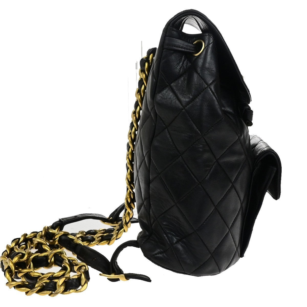 CHANEL CC Logo Matelasse Chain Backpack Bag Leather Black GHW France 317RK756