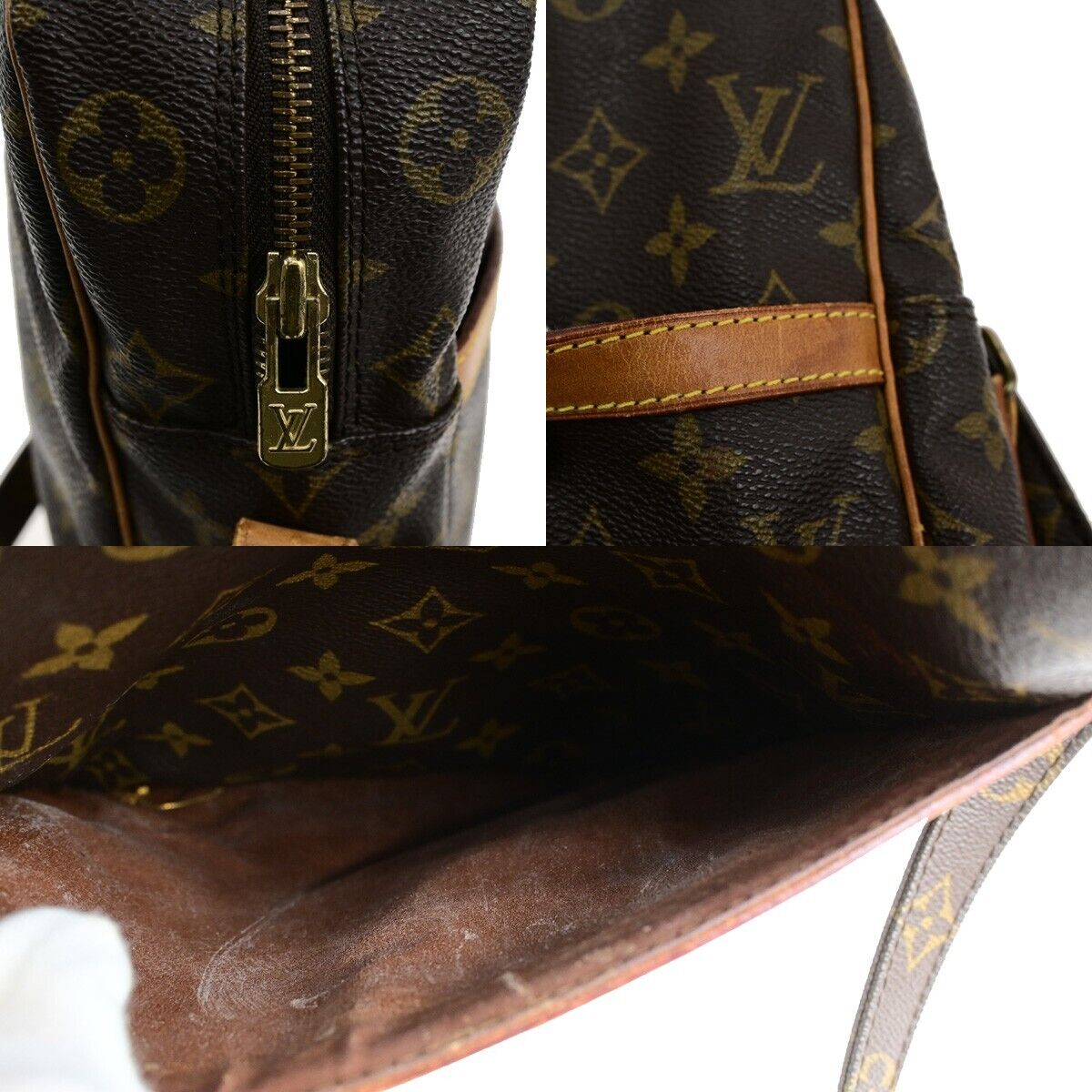 LOUIS VUITTON Logo Danube MM Shoulder Bag Monogram Leather Brown M45264 31ED451
