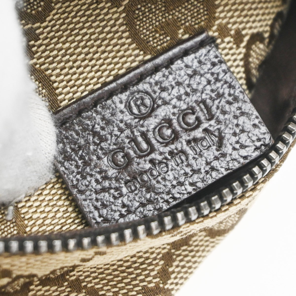 GUCCI GG Logo Double Pocket Bum Bag Canvas Leather Brown SHW Italy 85EG285