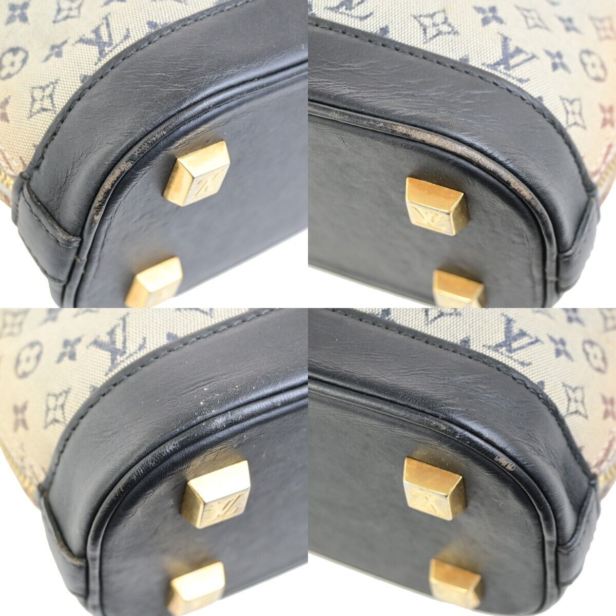 LOUIS VUITTON Logo Alma Haut Hand Bag Monogram Mini Canvas Blue M92202 31FB318