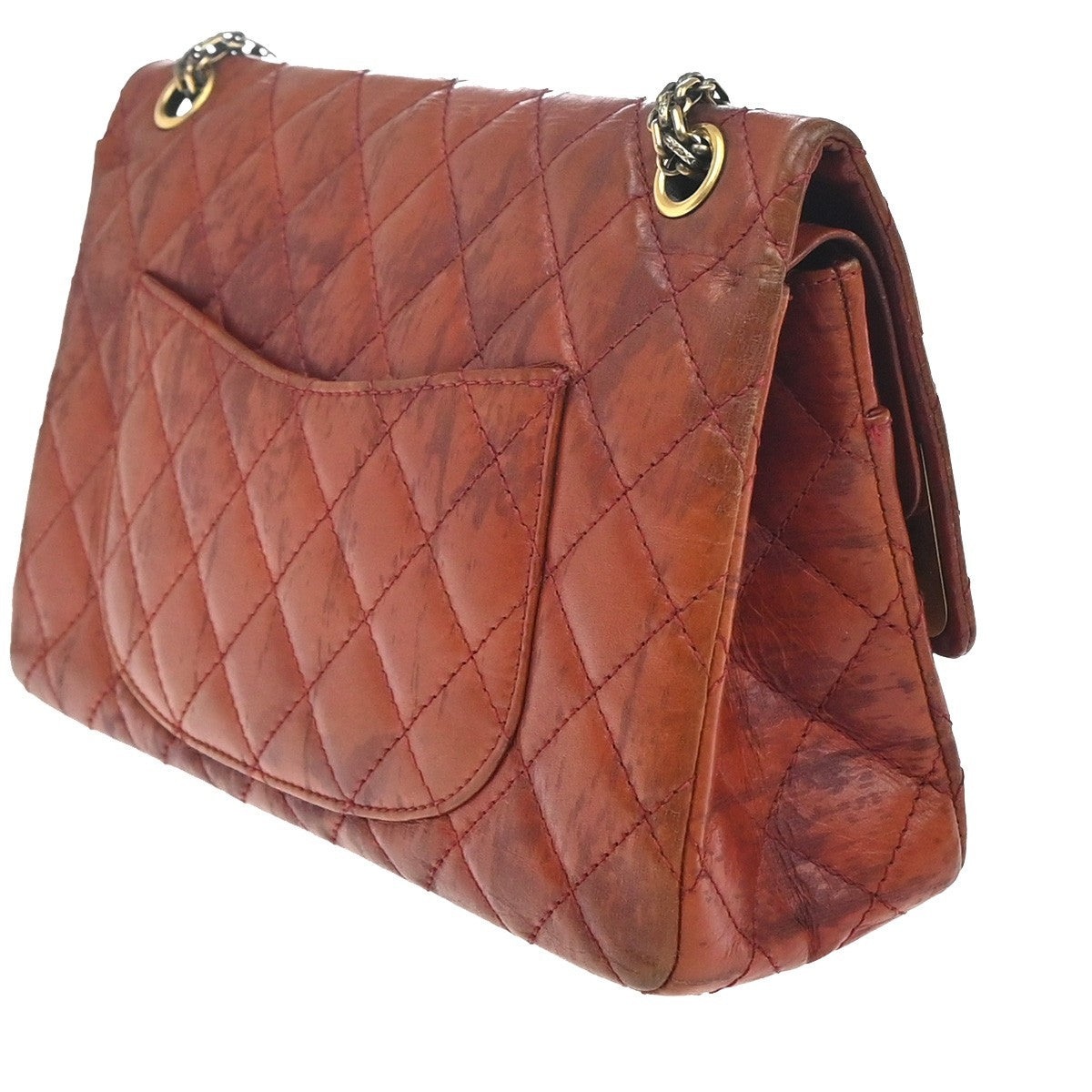 CHANEL Paris-Shanghai 2.55 Double Flap Chain Shoulder Bag Leather Brown 670RL952