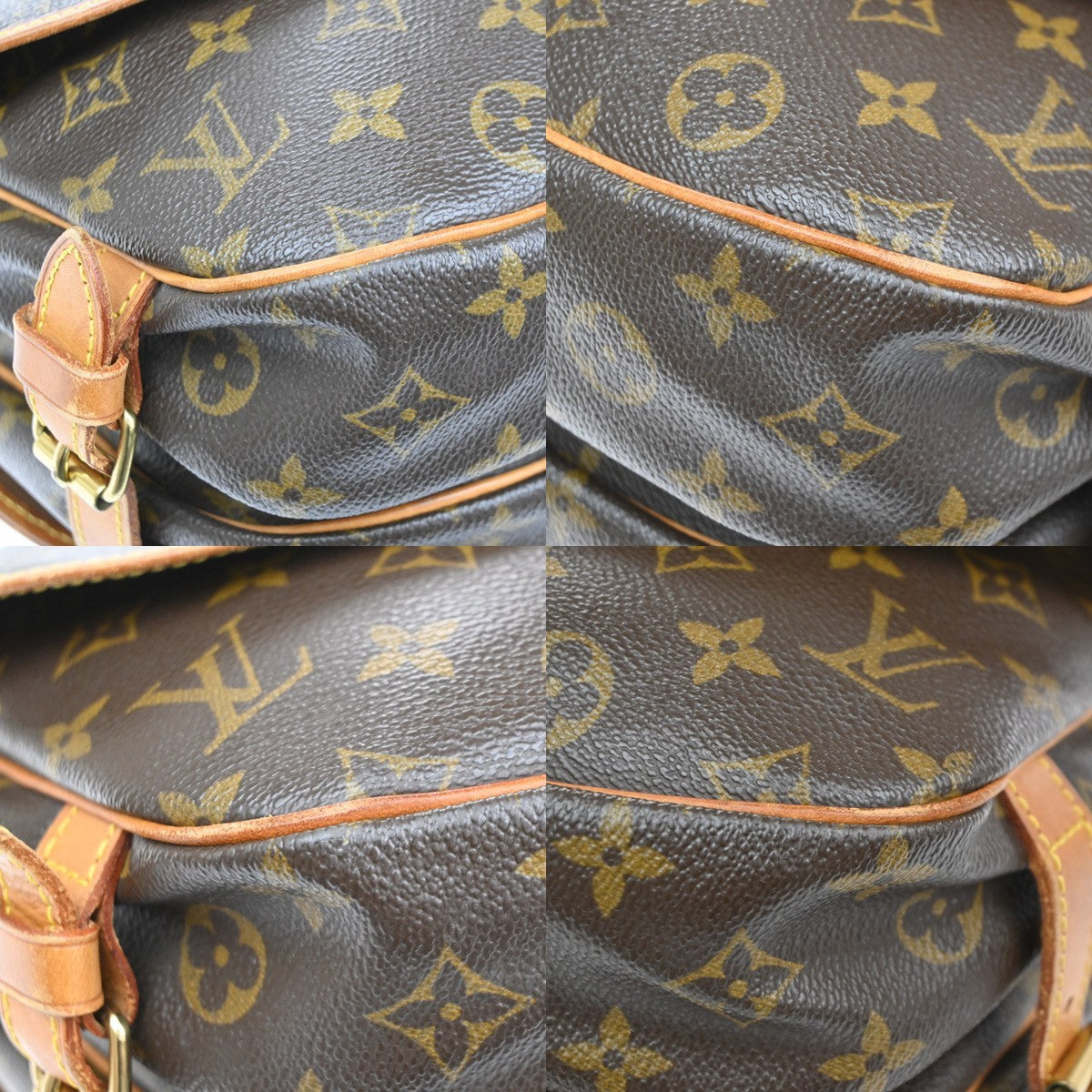 LOUIS VUITTON Logo Saumur 30 Shoulder Bag Monogram Leather Brown M42256 72SA025