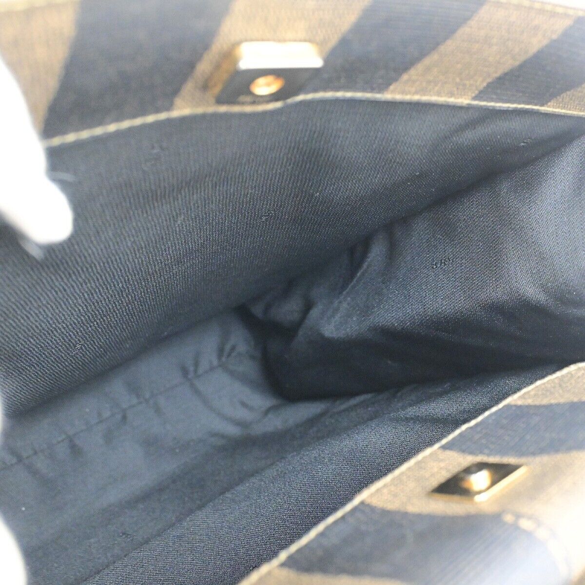 FENDI Logo Pecan Shoulder Tote Bag PVC Leather Brown Made In Italy 34FB215